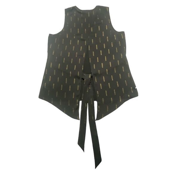 Express Top Size Medium Shirt Blouse Black Gold Satin tie back Tank - Picture 6 of 13